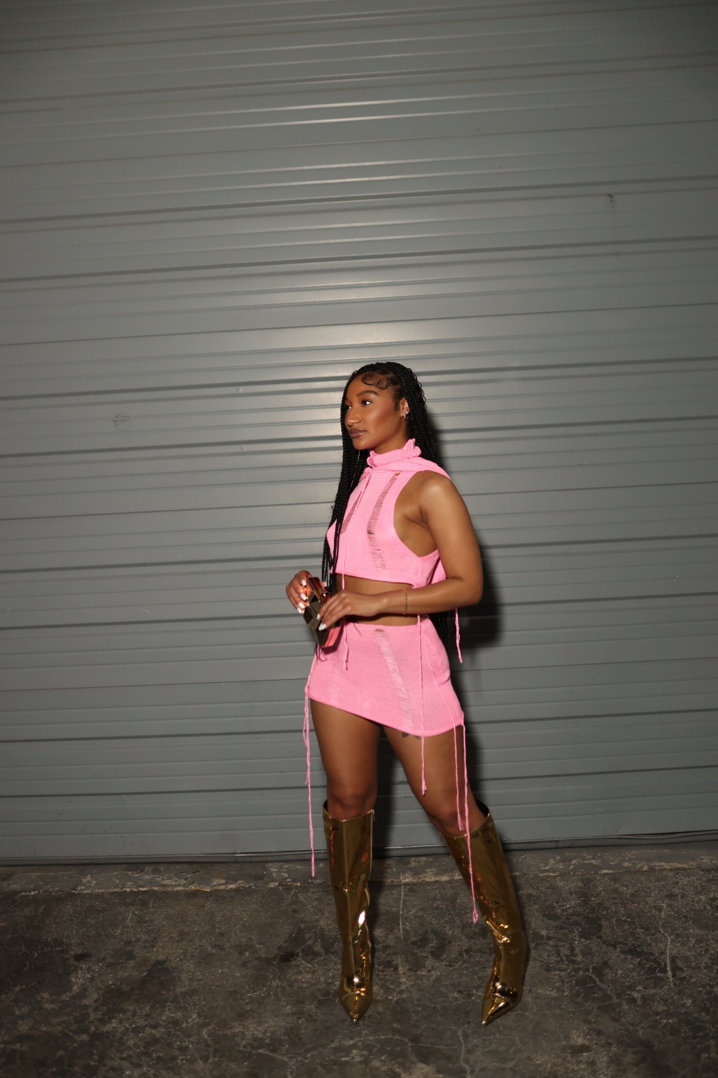 Pink Knit Rick Skirt Set